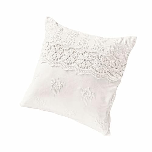 Loberon Kissenhülle Fianna, mit nostalgischen Spitzen verziert, historischer Look, Kissenbezug, Wohntextilien, Wohn-Accessoires, Viskose, Baumwolle, weiß