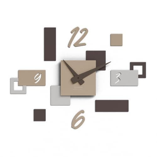 Giallobus - Reloj Geotime - Stone - Madera de MDF - Geotime - 07S_Slate - Reloj de Pared Moderno - Números Adhesivos 3D - Construcción Modular