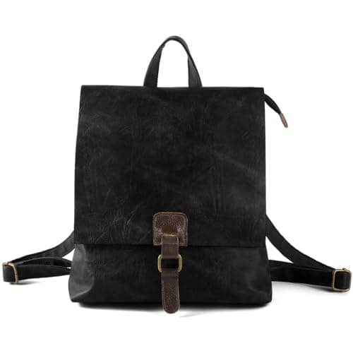 Kiepoar Damen Rucksack Leder Modische Mittelgroß mit Diebstahlschutz, Umhängetasche aus Echtem Leder Handtasche 3-in-1 Lederrucksack für Uni Arbeit Schule Reise
