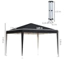 Outsunny 3 x 3M Garden Pop Up Gazebo Height Adjustable Marquee Party Tent Wedding Canopy with Carrying Bag, Black - 7