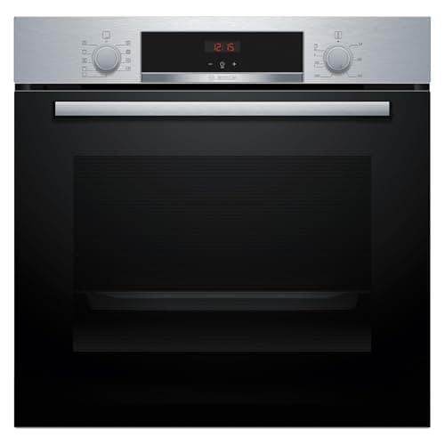 Bosch - Horno Multifunción, Serie 4, 60 cm. de ancho, Asistente de limpieza con agua, 3D Hotair, Acero, HBA514ES3