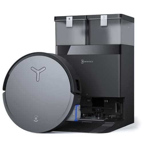 ECOVACS DEEBOT X8 OMNI Robot Aspirapolvere Lavapavimenti, 18000Pa, Spazzola OZMO ROLLER, Auto-Lavaggio e Svuotamento Istantanei, Pulizia Moci con Acqua Calda a 75℃, Asciugatura ad Aria Calda, Nero