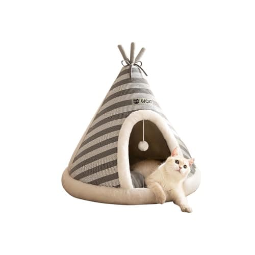 Galatée Cuccia Per Gatti, Graziosa Cuccia Per Gatti e Cani a Forma Di Igloo Con Cuscino Rimovibile, Comoda Tenda Triangolare Per Animali Domestici, Caldo Nido Per Animali Domestici(M, Grigio)