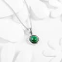 HENRYKA 925 Sterling Silver & Malachite Round Charm Necklace | Minimal Pendant | Bridesmaid Jewellery | Hypoallergenic Women's Jewellery with Gift Box - 4