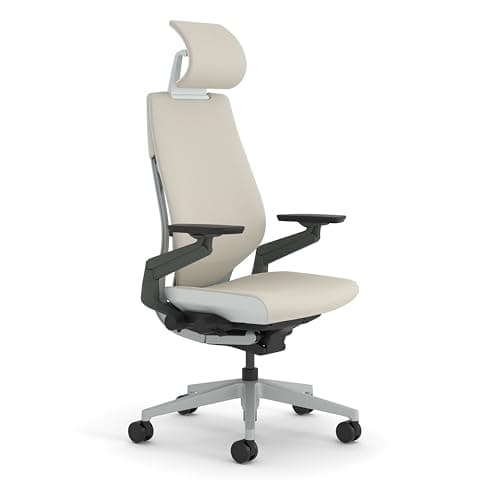 Steelcase Gesture Ergonomischer Bürostuhl mit 360° Armlehnen, 3D-Live Back Lumbalstütze, anpassbarer Kopfstütze Beige