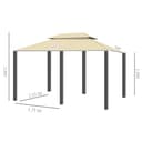 Outsunny Cenador para Jardín 3x4 m Pérgola de Jardín Gazebo con Doble Techo Paredes Laterales Resistente al Agua Carpa para Exterior Terraza Patio Crema - 7