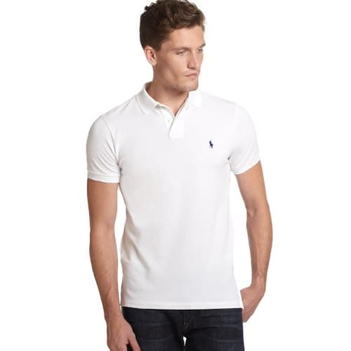 Ralph Lauren Polo-Piqué Custom Slim-Fit (IT, Text, L, Regular, Weiß), Weiß