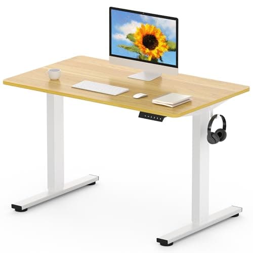 FLEXISPOT EN1 MAX 120x80cm Escritorio Elevable Eléctrico con Tablero Entero Mesa de Elevable, Standing Desk, Mesa Elevable Escritorio con 2 Ganchos y 4 Funciones de Memoria