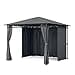 Blumfeldt Mondo Pergola Party Tent Garden Tent Gazebo, Size: 2.95 x 2.6 x 2.95 m (W x H x D), 4 Side Panels, EasyMount Concept, Weather Protection: UV/Wind/Rain, Dark Grey - 2