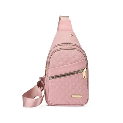 Fryloo Borse Borsa A Tracolla Trapuntata Leggera da Donna, Comoda Tracolla, Perfetta per L'uso Quotidiano, Viaggi E Gite Casual-Rosa