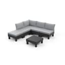 Keter Elements 5 Seater 100% recycled Outdoor Garden Furniture Modular Lounge Set - Graphite with Grey Cushions Fade Free | All Weather Resistant | Easy Clean | Zero Maintenance - 1