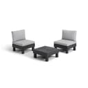 Keter Elements 2 Seater 100% recycled Outdoor Garden Furniture Modular Balcony Set - Graphite with Grey Cushions Fade Free | All Weather Resistant | Easy Clean | Zero Maintenance - 1