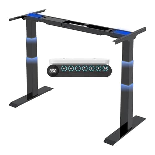 FLEXISPOT Height-Adjustable Desk, Electric Table Frame with 2 Powerful Motors, Super Load 160 kg, Triple Telescope, Memory Control, LED Height Display (Premium E6 Black)