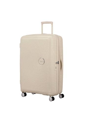 American Tourister Soundbox Trolley Espandibile, Coconut Sand, 77x51.5x29.5/32.5 cm, 97/110 L, Polipropilene, 4 Ruote Spinner, TSA