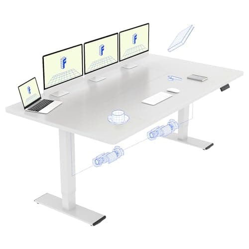 FLEXISPOT Mesa Elevable Eléctrica Regulable en Altura 180x80 cm - Escritorio de Pie con 2 Potentes Motores, Función Memoria y Estabilidad (Blanco+Blanco)