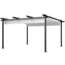 Outsunny Pérgola Gazebo 4x4 m Pérgola con Lona Resistente Retráctil, Marco de Aluminio, Pérgola para Jardín, Terraza, Balcón, Veranda, Patio, Piscina y Exteriores, Blanco - 1