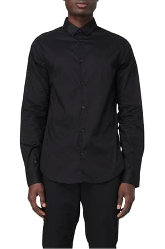 Armani Exchange Men's Poplin Stretch Shirt, 1200 Black