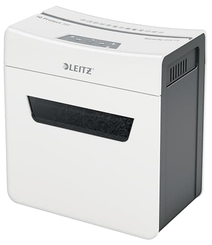 Leitz IQ 3M Premium Shredder P5 for Office and Home, Micro Cut, 3 Sheets, 10 L Waste Bin, Super Quiet/Compact, Protect Series, White, 80930000