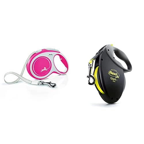 flexi New Comfort 4000498043806 Roll-Up Lead Large Red L 8 m Small & flexi Giant L Strap for Dogs up to 50 kg