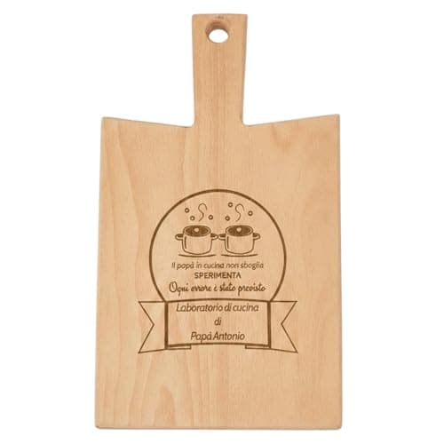 InciDesign Tagliere in Legno di Faggio Personalizzato - Idea Regalo per Festa del Papà,Matrimonio,Compleanno-Prodotto Made in Italy-30x17 cm