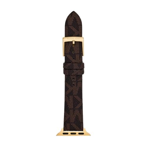 Michael Kors Correa de piel o PVC para mujer, compatible con Apple Watch de 38 mm/40 mm/41 mm, Marrón leonado