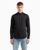 Armani Exchange Herren Smart Stretch Satin Freizeithemd, Schwarz, XL - 5