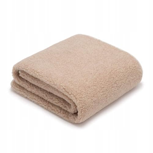 Wool & Home Merino Wolldecke 140x200 cm – Kuscheldecke aus 100% Merinowolle, Muster Beige Teddy – Gewicht 500 g/m² – Atmungsaktiv und Langlebig
