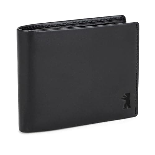 Berliner Bags Portafoglio Uomo in Vera Pelle con Protezione RFID, 4 Carte, 2 Scomparti Banconote, Portamonete, Tasca Documenti, Gettone Carrello, Scatola Regalo – Nero
