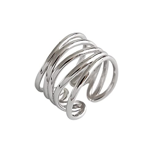 STANG Anillos de Plata 925 auténtica para Mujer, joyería Fina entrelazada sin Fin, Anillos Antiguos Ajustables Grandes, Regalo