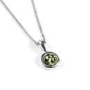 HENRYKA 925 Sterling Silver & Green Amber Round Charm Necklace | Minimal Pendant | Bridesmaid Jewellery | Hypoallergenic Women's Jewellery with Gift Box - 1