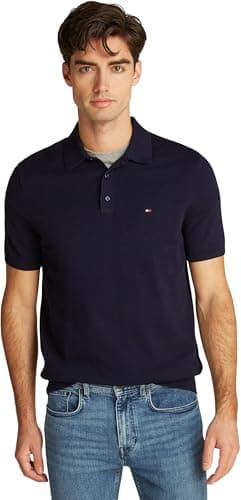 Tommy Hilfiger Polo de manga corta Hombre Essential Cotton Knitted Dick, Azul (Desert Sky), S
