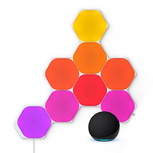 Nanoleaf Shapes Hexagon Starter Kit, 9 Smart Light Panels LED RGBW, Works with Alexa + Echo Dot (5th generation, 2022 release), Charcoal