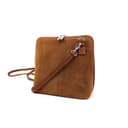 Lusso in pelle Genuine Italian Suede Front & Leather Back Handbag Crossbody Shoulder Bag with Detachable Strap (Tan) - 1