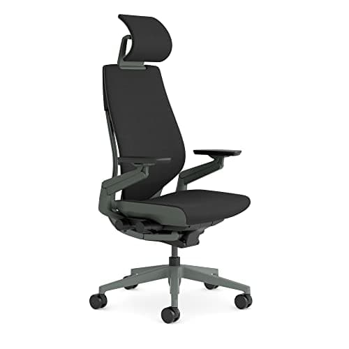 Sedia da ufficio ergonomica Steelcase Gesture con braccioli regolabili a 360°, supporto lombare 3D Live Back, poggiatesta regolabile Onyx; Prodotto in Europa