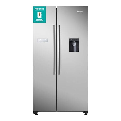 Hisense RS741N4WCE Freestanding American Side by side Door American Fridge Freezer 578 litre, with Non-Plumbed Water Dispenser, Silver, 90.8 × 179.3 × 74.3 cm (W×H×D)