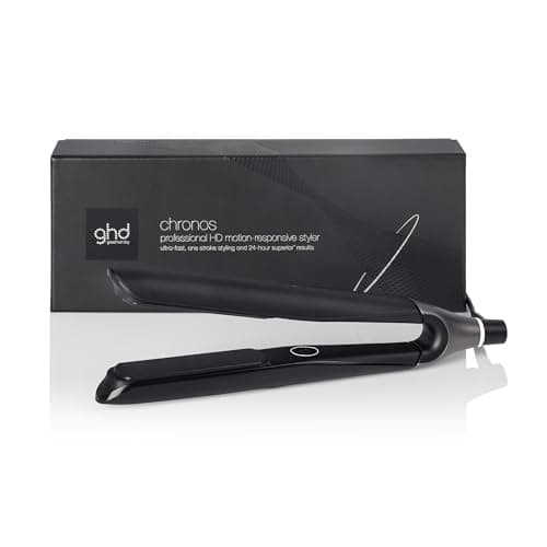 ghd Chronos, Piastra Capelli Professionale con Lamelle in Ceramica, Finish Ultra-Gloss, Tecnologia HD Predittiva per uno Styling Veloce, Piega Morbida e Lucente Senza Danni da Calore Estremo, Nero