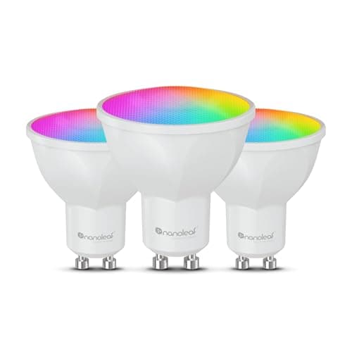 Nanoleaf Matter Essentials Light Bulb, 3 Smart RGBW GU10 LED Bulbs - Matte Over Thread, Bluetooth 16 Million Colours LED Lamps, Screen Sync, Works with Alexa, Google Home, Apple, Decoration & Gaming