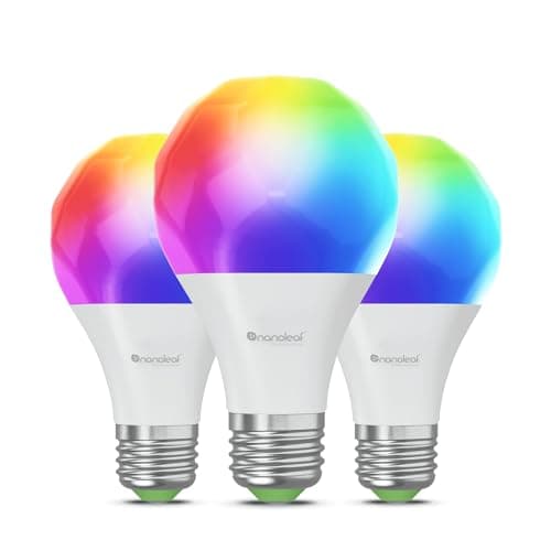 Nanoleaf Matter Essentials 3 Bombillas LED E27 RGBW Inteligentes y Regulables - Luces Led 16M Colores, Matter sobre Thread, Bluetooth, Compatible con Google Apple, Decoración Habitación y Gaming