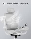 DEVAISE Sedia da Ufficio Ergonomica con Schienale Traspirante a Sezioni, Poggiatesta 3D Regolabile, Braccioli Regolabili, Supporto Lombare, Funzione Dondolo, Sedia Ergonomica per Home Office, Blanc - 4