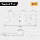Liyabber LED Deckenleuchte Dimmbar Wohnzimmer Deckenlampe Weiß Wohnzimmerlampe Schlafzimmerlampe Fernsteuerung und App Steuerung, Modern 6-Rund Ring Deckenbeleuchtung mit Memory Funktion, L113cm/69W - 5