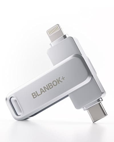 BLANBOK+ MFi Zertifizierter 128GB USB C Stick für iPhone 15, 3 in 1 Memory Stick, Externer Speicher für Lightning/iPhone/iPad/Android Handy/Laptop/PC