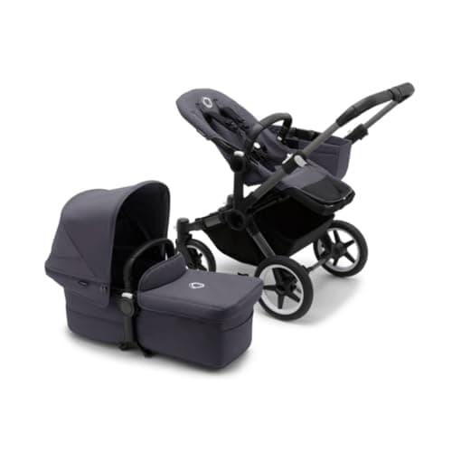 Bugaboo Donkey 5 Mono, Convertibile in un Passeggino Doppio Affiancato, Design Migliorato, Seduta Reversibile, Guida a una Mano e Archiviazione Espandibile, Graphite/Stormy Blue