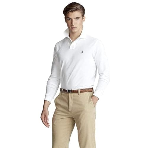 Ralph Lauren Custom Slim Fit Pique Polo Shirt, White, XXL