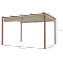 Outsunny Gazebo Pergola 3x4 m con Tetto Scorrevole, Picchetti e Viti, Pergolato da Giardino in Poliestere 180g/㎡ e Alluminio, UV30+, per Patio, Terrazzo, Balcone, Veranda e Esterno, Color Legno - 7