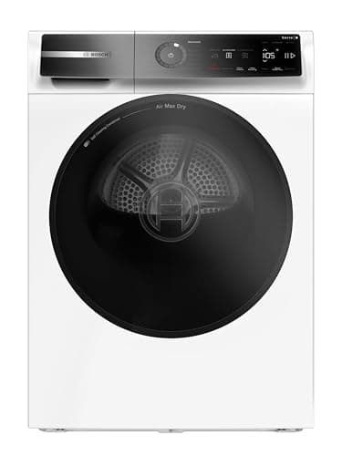 Bosch WRB247C40 Serie 8 Wärmepumpentrockner, 9 kg, selbstreinigender Kondensator, Air Max Dry, AutoDry, Reversierfunktion, Home Connect, Speed Perfect Plus, weiß/chrom