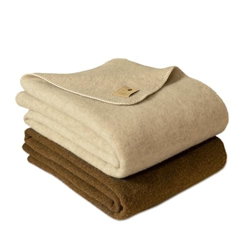 TILLHÅLL Wolldecke aus 100% Bio-Schurwolle | Natürlich Wärmend & Feuchtigkeitsregulierend | Robust & Langlebig | Made in Germany | 150x200 cm | Beige