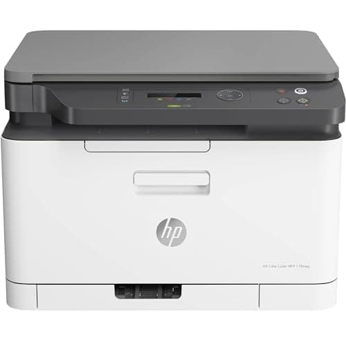 HP Color Laser MFP 178nw 4ZB96A, Impresora Láser Color Multifunción, Imprime, Escanea y Copia, Wi-Fi, Ethernet, USB 2.0 Alta Velocidad, Smart App, Panel de Control LCD, Blanca y Gris