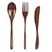 Set di 3 posate in legno, riutilizzabili giapponesi, posate in stile giapponese, cucchiaio portatile, forchetta, coltello, stoviglie da campeggio, stoviglie da viaggio, per cucina, casa, ufficio, idea - 1