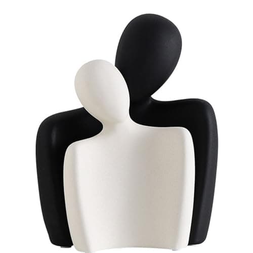 Kityemo Estatua de Pareja de cerámica, Decoración de Escultura Abstracta, Estatua de Amor Creativa como Adorno para Sala de Estar Dormitorio Oficina, Figurilla Blanca y Negra, Regalos para Parejas.