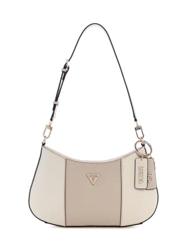 GUESS Noelle II Top Zip Shoulder Bag Cream White/Taupe
